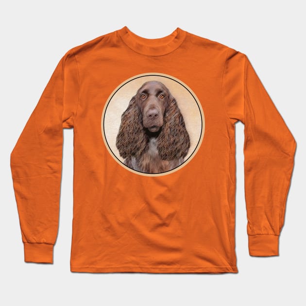 Field Spaniel Painting - Cute Original Dog Art Long Sleeve T-Shirt by Alpen Designs